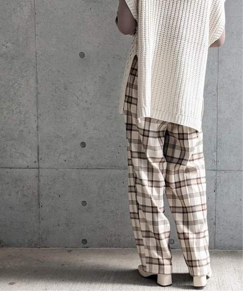 Per sist ence（パーシエンス）の「Per sist ence/パーシエンス　起毛チェック ストレートパンツ（その他パンツ・レディース・ベージュ/グレー・FREE）」の16枚目の写真