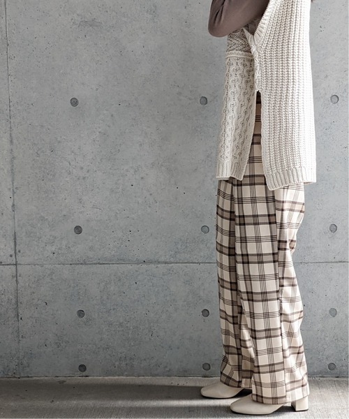 Per sist ence（パーシエンス）の「Per sist ence/パーシエンス　起毛チェック ストレートパンツ（その他パンツ・レディース・ベージュ/グレー・FREE）」の20枚目の写真