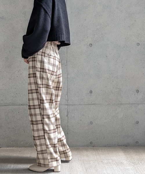 Per sist ence（パーシエンス）の「Per sist ence/パーシエンス　起毛チェック ストレートパンツ（その他パンツ・レディース・ベージュ/グレー・FREE）」の13枚目の写真