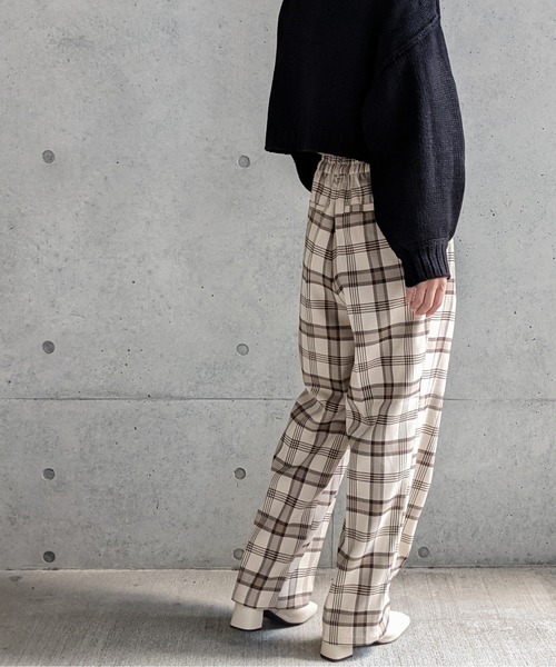 Per sist ence（パーシエンス）の「Per sist ence/パーシエンス　起毛チェック ストレートパンツ（その他パンツ・レディース・ベージュ/グレー・FREE）」の11枚目の写真