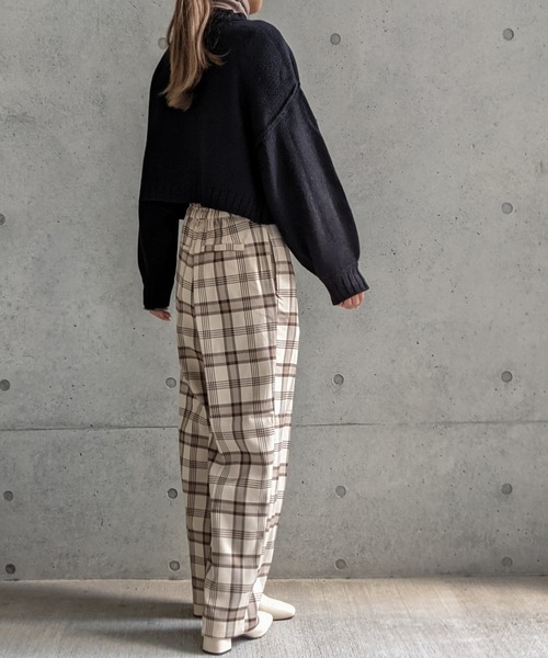 Per sist ence（パーシエンス）の「Per sist ence/パーシエンス　起毛チェック ストレートパンツ（その他パンツ・レディース・ベージュ/グレー・FREE）」の8枚目の写真