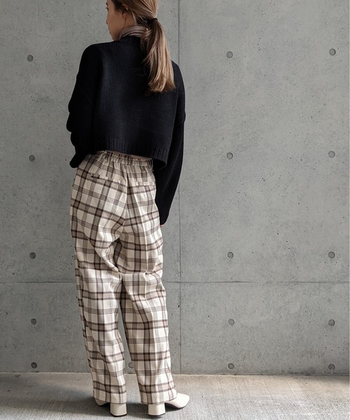 Per sist ence（パーシエンス）の「Per sist ence/パーシエンス　起毛チェック ストレートパンツ（その他パンツ・レディース・ベージュ/グレー・FREE）」の6枚目の写真