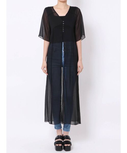 EMODA（エモダ）の「シアーリンクルロングシャツ（シャツ/ブラウス・レディース・ブラック/ブルー/ベージュ・FREE）」の19枚目の写真