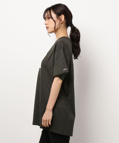 ADIRA（アディラ）の「ユニセックスドローイングフラワーT（Tシャツ/カットソー・レディース・ホワイト/チャコールグレー・MEDIUM）」の4枚目の写真