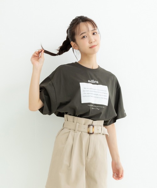 ADIRA（アディラ）の「ユニセックスドローイングフラワーT（Tシャツ/カットソー・レディース・ホワイト/チャコールグレー・MEDIUM）」の5枚目の写真