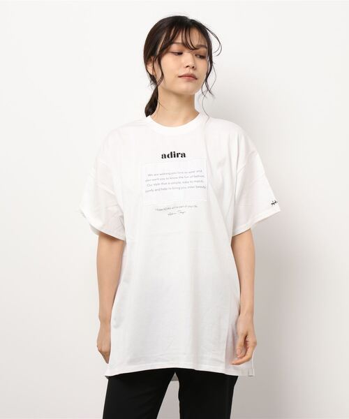 ADIRA（アディラ）の「ユニセックスドローイングフラワーT（Tシャツ/カットソー・レディース・ホワイト/チャコールグレー・MEDIUM）」の9枚目の写真