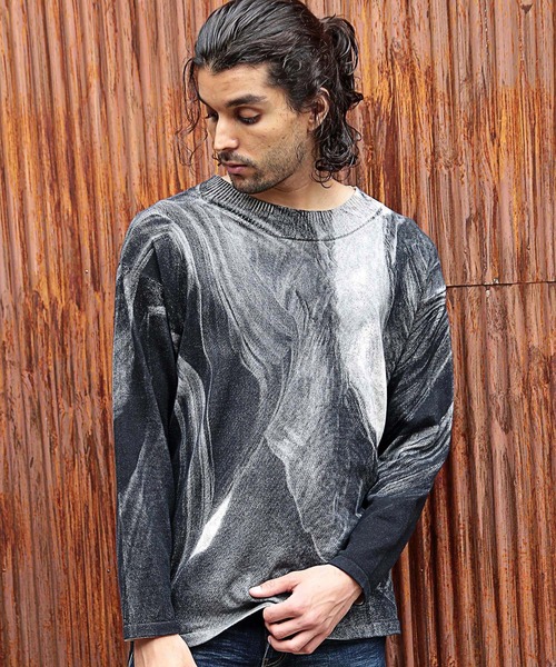 RATTLE TRAP（ラトルトラップ）の「天竺編みシルクスクリーンプリントニット（ニット/セーター・メンズ・ブラック/その他・S/M/L）」の2枚目の写真