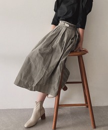 メモリータフタチェックミディースカート