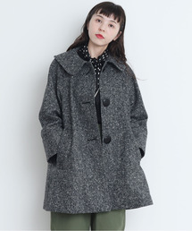 Dot＆Stripes CHILD WOMAN | ホームスパン フラットカラーフレアーコート(その他アウター)