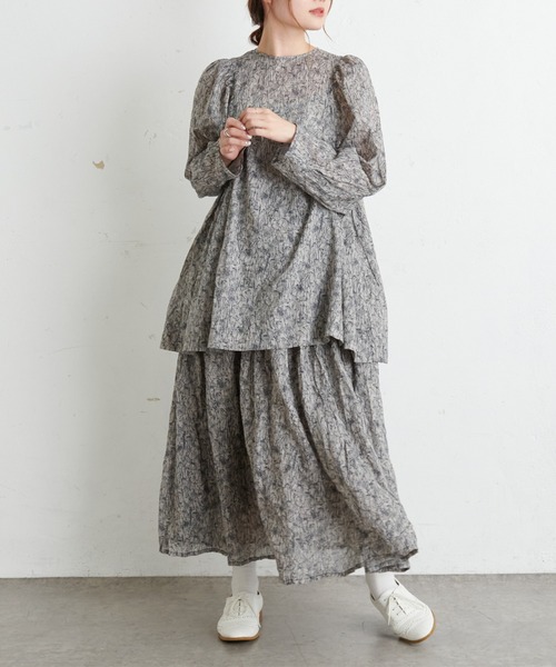 PUAL CE CIN（ピュアルセシン）の「線描きプリントプルオーバーブラウス（シャツ/ブラウス・レディース・モカ/ライトベージュ/チャコールグレー・FREE）」の20枚目の写真