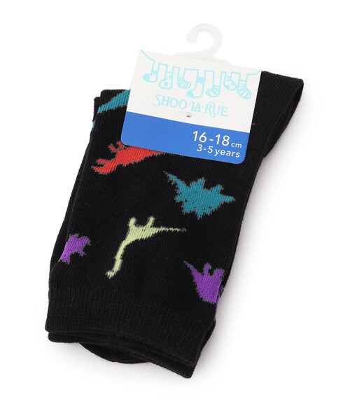 SHOO・LA・RUE（シューラルー）の「◆恐竜総柄クルーソックス（ソックス/靴下・キッズ・ネイビー系3/ブラック系3/アイボリー系3/グレー系3・56/59/53）」の2枚目の写真