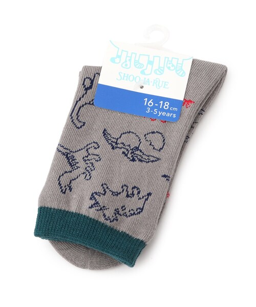 SHOO・LA・RUE（シューラルー）の「◆恐竜総柄クルーソックス（ソックス/靴下・キッズ・ネイビー系3/ブラック系3/アイボリー系3/グレー系3・56/59/53）」の3枚目の写真