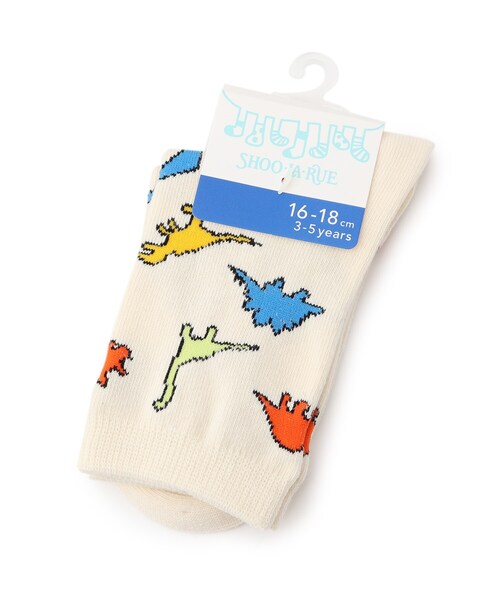 SHOO・LA・RUE（シューラルー）の「◆恐竜総柄クルーソックス（ソックス/靴下・キッズ・ネイビー系3/ブラック系3/アイボリー系3/グレー系3・56/59/53）」の4枚目の写真