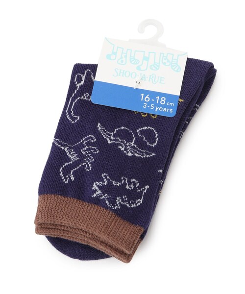 SHOO・LA・RUE（シューラルー）の「◆恐竜総柄クルーソックス（ソックス/靴下・キッズ・ネイビー系3/ブラック系3/アイボリー系3/グレー系3・56/59/53）」の5枚目の写真