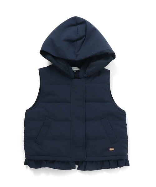 Seraph(セラフ)の「裾フリル2WAY中綿ベスト(ダウンベスト・キッズ・アイボリー/ネイビー/ピンク・130/140/100/110/120/90/80/95)」の2枚目の写真