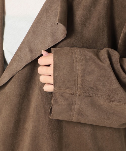 JOURNAL STANDARD relume（ジャーナルスタンダード　レリューム）の「フェイクスウェードノーカラーコート◆（ノーカラーコート・レディース・ブラウン・FREE）」の16枚目の写真