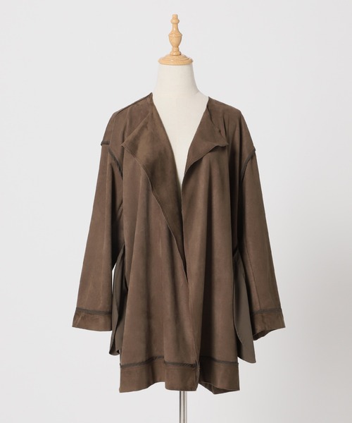 JOURNAL STANDARD relume（ジャーナルスタンダード　レリューム）の「フェイクスウェードノーカラーコート◆（ノーカラーコート・レディース・ブラウン・FREE）」の19枚目の写真