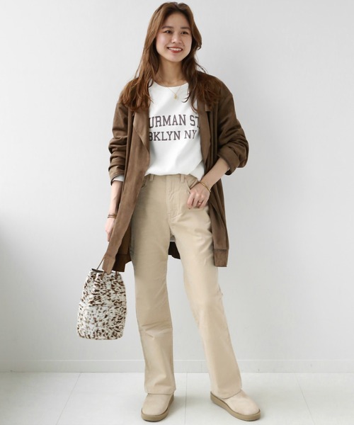 JOURNAL STANDARD relume（ジャーナルスタンダード　レリューム）の「フェイクスウェードノーカラーコート◆（ノーカラーコート・レディース・ブラウン・FREE）」の2枚目の写真