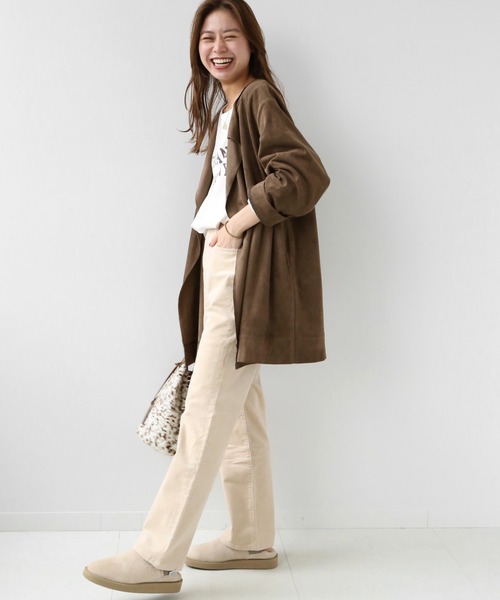JOURNAL STANDARD relume（ジャーナルスタンダード　レリューム）の「フェイクスウェードノーカラーコート◆（ノーカラーコート・レディース・ブラウン・FREE）」の3枚目の写真