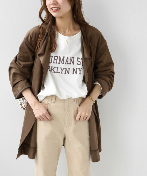 JOURNAL STANDARD relume（ジャーナルスタンダード　レリューム）の「フェイクスウェードノーカラーコート◆（ノーカラーコート・レディース・ブラウン・FREE）」の6枚目の写真