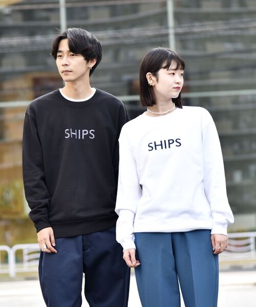 SHIPS(シップス)の「【WEB限定】SHIPS: エンブロイダリー SHIPS ロゴ ユニセックス クルーネック スウェット(スウェット・メンズ・ホワイト/グリーン/ネイビー/ブラック・MEDIUM/LARGE/SMALL/X-LARGE)」の2枚目の写真