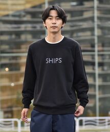 【WEB限定】SHIPS: エンブロイダリー SHIPS ロゴ ユニセックス クルーネック スウェット