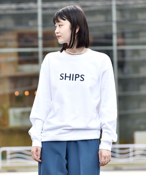 SHIPS(シップス)の「【WEB限定】SHIPS: エンブロイダリー SHIPS ロゴ ユニセックス クルーネック スウェット(スウェット・メンズ・ホワイト/グリーン/ネイビー/ブラック・MEDIUM/LARGE/SMALL/X-LARGE)」の8枚目の写真