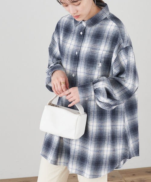 U.S. POLO ASSN.（ユーエスポロアッスン）の「U.S. POLO ASSN./ユーエスポロアッスン 別注 ボリュームスリーブ オーバーサイズチェックシャツ（シャツ/ブラウス・レディース・ブラック/ベージュ/ネイビー/ブラウン/グレー/オフホワイト/オレンジ/グリーン/ブラック系その他/ワイン・FREE）」の8枚目の写真