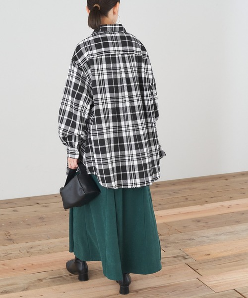 U.S. POLO ASSN.（ユーエスポロアッスン）の「U.S. POLO ASSN./ユーエスポロアッスン 別注 ボリュームスリーブ オーバーサイズチェックシャツ（シャツ/ブラウス・レディース・ブラック/ベージュ/ネイビー/ブラウン/グレー/オフホワイト/オレンジ/グリーン/ブラック系その他/ワイン・FREE）」の15枚目の写真