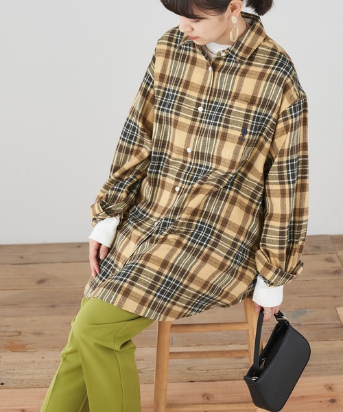 U.S. POLO ASSN.（ユーエスポロアッスン）の「U.S. POLO ASSN./ユーエスポロアッスン 別注 ボリュームスリーブ オーバーサイズチェックシャツ（シャツ/ブラウス・レディース・ブラック/ベージュ/ネイビー/ブラウン/グレー/オフホワイト/オレンジ/グリーン/ブラック系その他/ワイン・FREE）」の17枚目の写真