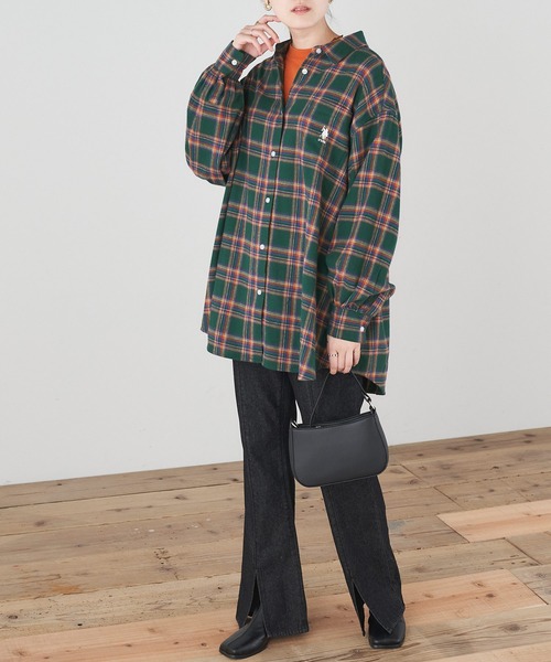 U.S. POLO ASSN.（ユーエスポロアッスン）の「U.S. POLO ASSN./ユーエスポロアッスン 別注 ボリュームスリーブ オーバーサイズチェックシャツ（シャツ/ブラウス・レディース・ブラック/ベージュ/ネイビー/ブラウン/グレー/オフホワイト/オレンジ/グリーン/ブラック系その他/ワイン・FREE）」の18枚目の写真