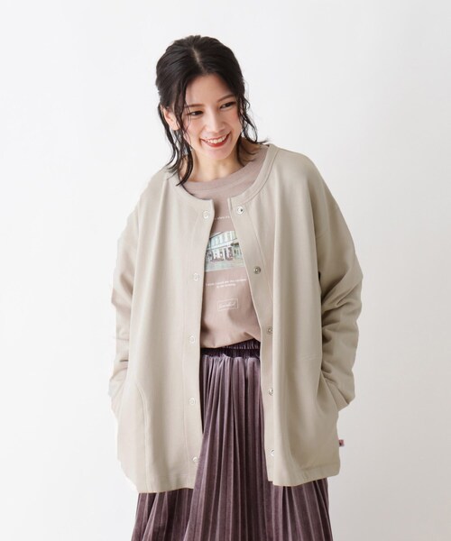 SHOO・LA・RUE（シューラルー）の「◆【USAコットン】ボタンカーディガン（カーディガン/ボレロ・レディース・ベージュ/オレンジ/ブラック/オフホワイト・04/02/03）」の2枚目の写真