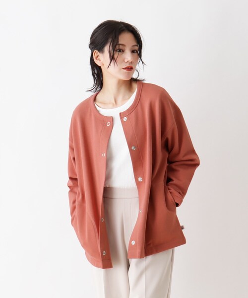 SHOO・LA・RUE（シューラルー）の「◆【USAコットン】ボタンカーディガン（カーディガン/ボレロ・レディース・ベージュ/オレンジ/ブラック/オフホワイト・04/02/03）」の4枚目の写真