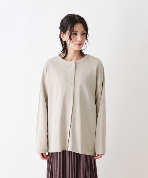 SHOO・LA・RUE（シューラルー）の「◆【USAコットン】ボタンカーディガン（カーディガン/ボレロ・レディース・ベージュ/オレンジ/ブラック/オフホワイト・04/02/03）」の10枚目の写真