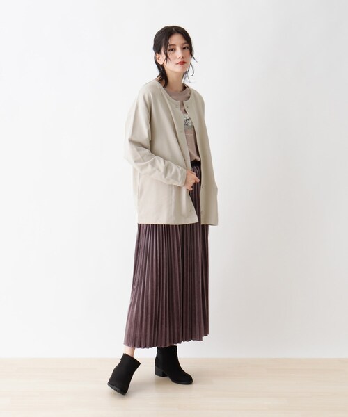 SHOO・LA・RUE（シューラルー）の「◆【USAコットン】ボタンカーディガン（カーディガン/ボレロ・レディース・ベージュ/オレンジ/ブラック/オフホワイト・04/02/03）」の8枚目の写真