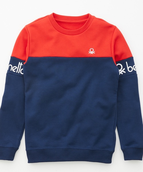 BENETTON (UNITED COLORS OF BENETTON)（ベネトンユナイテッドカラーズオブベネトン）の「【BENETTON / ベネトン】キッズ 切替配色 ロゴクルースウェット / トレーナー（スウェット・キッズ・ブラック/レッド/ミント/ラベンダー・130/140/150/160）」の4枚目の写真