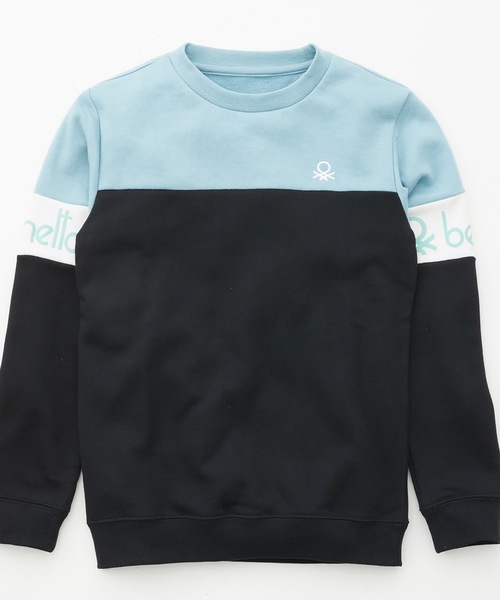 BENETTON (UNITED COLORS OF BENETTON)（ベネトンユナイテッドカラーズオブベネトン）の「【BENETTON / ベネトン】キッズ 切替配色 ロゴクルースウェット / トレーナー（スウェット・キッズ・ブラック/レッド/ミント/ラベンダー・130/140/150/160）」の2枚目の写真