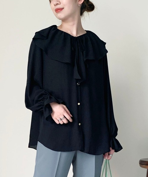 Luxe brille(リュクスブリエ)の「【セットアップ対応】フリルつけ衿2WAYブラウス(シャツ/ブラウス・レディース・ブラック系その他/オフホワイト/ホワイト系その他/ブラック・38)」の22枚目の写真