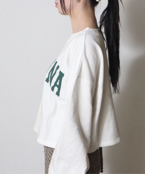 NOMAE（ノーマエ）の「【NOMAE】ショートカレッジロゴトレーナー（スウェット・レディース・ホワイト/ライトグレー/グレー/ライトグリーン/ダークブルー・FREE）」の21枚目の写真