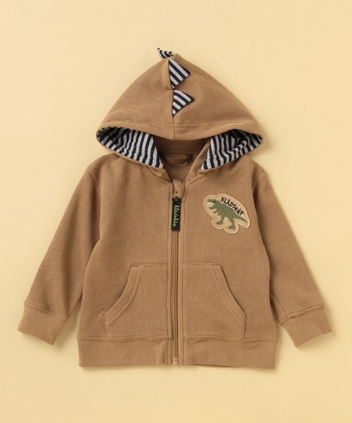kladskap（クレードスコープ）の「サガラ恐竜ジップパーカ（パーカー・キッズ・マスタード/トップグレー/モカ・100cm/120cm/80ｃｍ/110cm/90cm/130cm）」の2枚目の写真