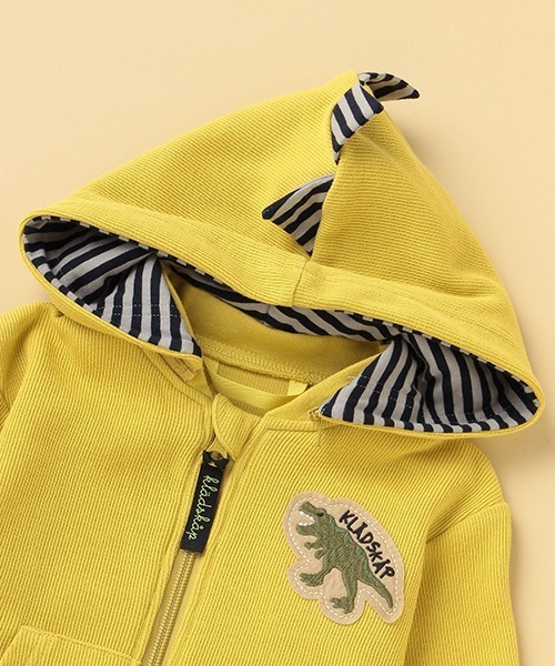 kladskap（クレードスコープ）の「サガラ恐竜ジップパーカ（パーカー・キッズ・マスタード/トップグレー/モカ・100cm/120cm/80ｃｍ/110cm/90cm/130cm）」の8枚目の写真