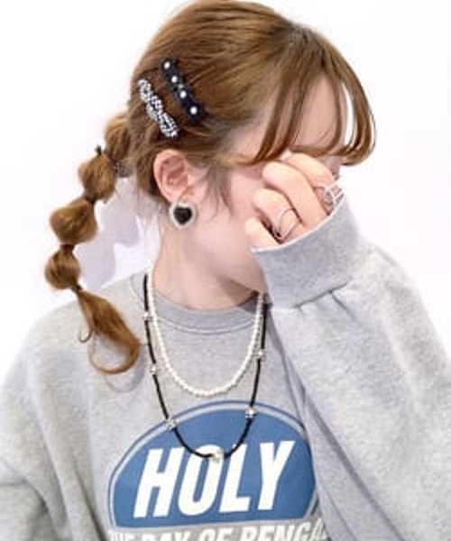 Me%（ミィパーセント）の「チェッカーローマピン（ヘアピン・レディース・ブラック/サックスブルー/ライトグレー・FREE）」の19枚目の写真