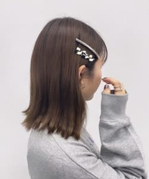 Me%（ミィパーセント）の「チェッカーローマピン（ヘアピン・レディース・ブラック/サックスブルー/ライトグレー・FREE）」の20枚目の写真