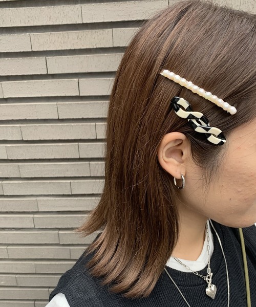 Me%（ミィパーセント）の「チェッカーローマピン（ヘアピン・レディース・ブラック/サックスブルー/ライトグレー・FREE）」の21枚目の写真