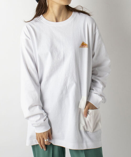 KELTY(ケルティ)の「【KELTY/ケルティ】GLOSTER別注 カーゴポケット付 ロングスリーブTシャツ(Tシャツ/カットソー・メンズ・ホワイト/チャコールグレー/ベージュ/オレンジ・MEDIUM/LARGE)」の2枚目の写真