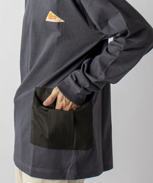 KELTY(ケルティ)の「【KELTY/ケルティ】GLOSTER別注 カーゴポケット付 ロングスリーブTシャツ(Tシャツ/カットソー・メンズ・ホワイト/チャコールグレー/ベージュ/オレンジ・MEDIUM/LARGE)」の3枚目の写真