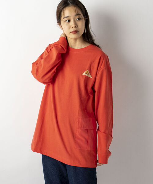 KELTY(ケルティ)の「【KELTY/ケルティ】GLOSTER別注 カーゴポケット付 ロングスリーブTシャツ(Tシャツ/カットソー・メンズ・ホワイト/チャコールグレー/ベージュ/オレンジ・MEDIUM/LARGE)」の1枚目の写真