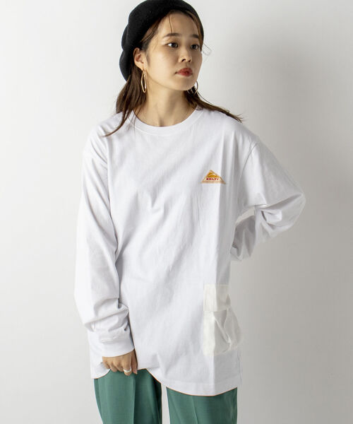 KELTY(ケルティ)の「【KELTY/ケルティ】GLOSTER別注 カーゴポケット付 ロングスリーブTシャツ(Tシャツ/カットソー・メンズ・ホワイト/チャコールグレー/ベージュ/オレンジ・MEDIUM/LARGE)」の8枚目の写真