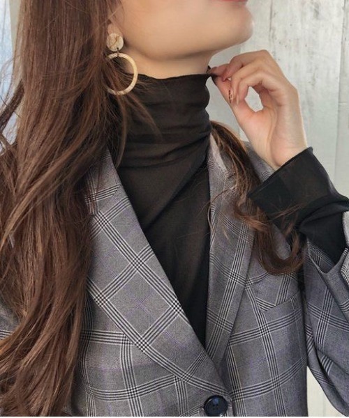 LAC-VERT（ラック・ヴェール）の「シアーハイネックトップス（Tシャツ/カットソー・レディース・ブラック/ベージュ/ブラウン/グレー/ホワイト/ピンク・FREE）」の14枚目の写真