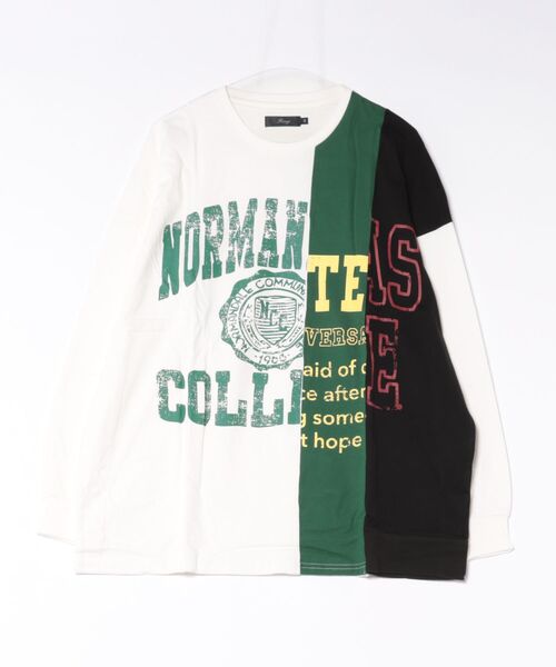 JUGLANS(ユグランス)の「【RINGS】リメイク切替BIG-TEE(Tシャツ/カットソー・メンズ・ホワイト/ブラック/グリーン・M/L)」の1枚目の写真